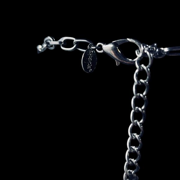 Chicos Long Silver Abstract Link Necklace Statement Chain Boho Jewelry Gift - Picture 6 of 6